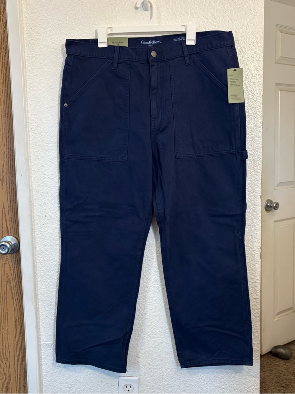 Goodfellow & Co Men's Relaxed Straight Utility Pants Navy Blue 38x30 Workwear Ca